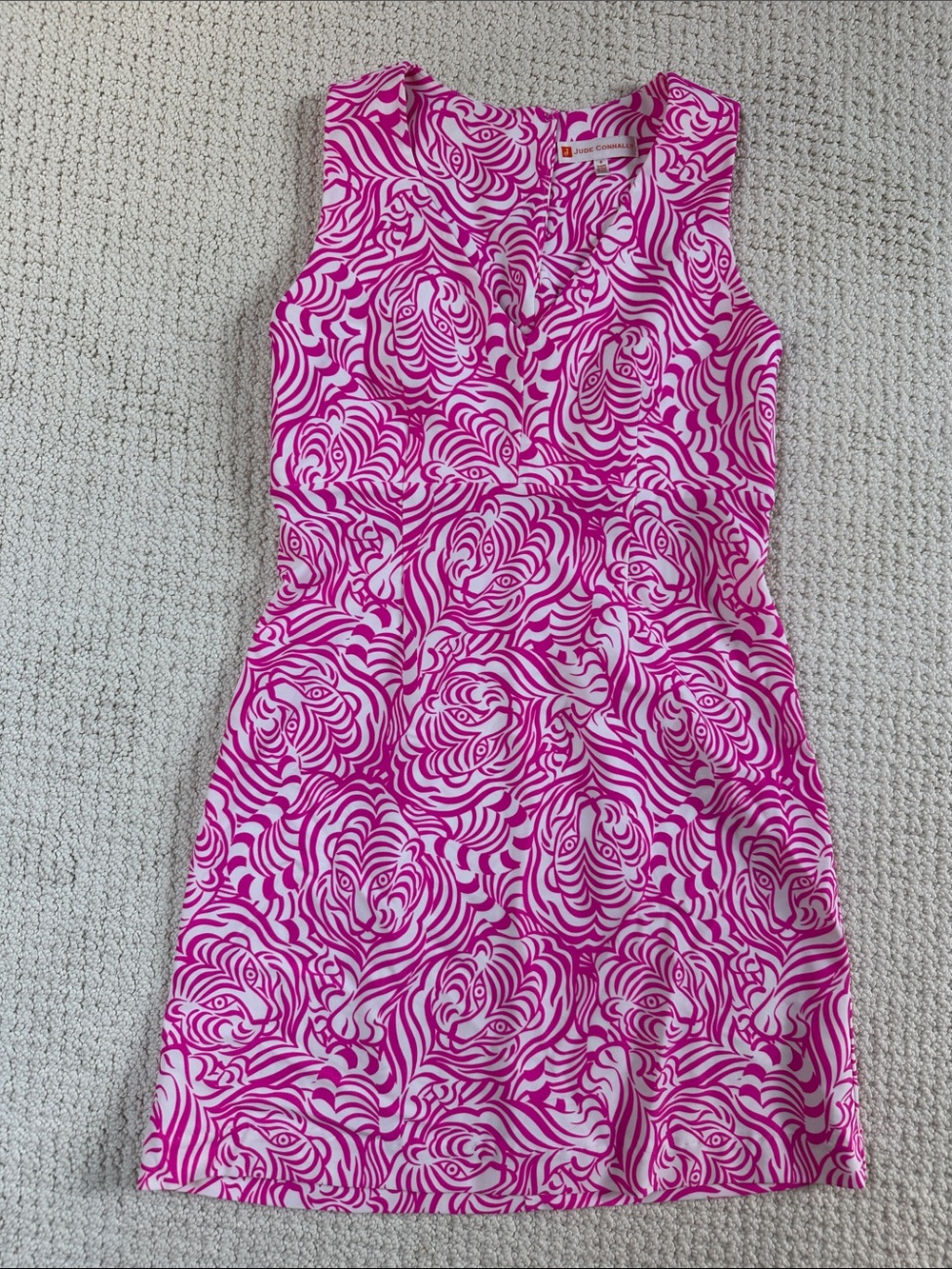 Jude Connally Small  women’s Hot Pink and White tiger 🐯 geo Pattern Dress